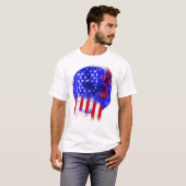 grauw patriotic skull american flag skeleton t-shirt (Voorkant volledig)
