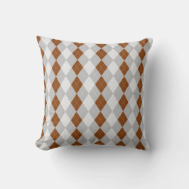 Grauw & SADDLE BROWN Diamonds ARGYLE Patroon Kussen