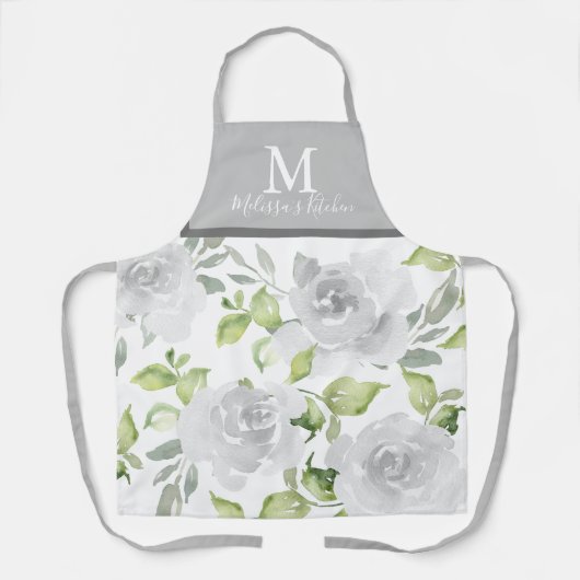 Grauwe bloem Apron Schort (Voorkant)