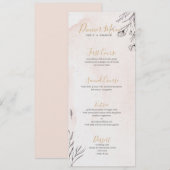 Grauwe bloemen roze achtergrond menu (Voorkant / Achterkant)