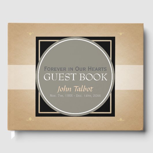 Grauwe cirkel B vierkant Memorial Guest Book Gastenboek (Voorkant)