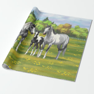 Grauwe dappel verfpaarden in zomerdeeg cadeaupapier