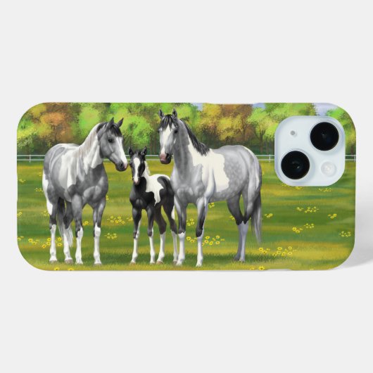 Grauwe dappel verfpaarden in zomerdeeg Case-Mate iPhone case (Achterkant (horizontaal))