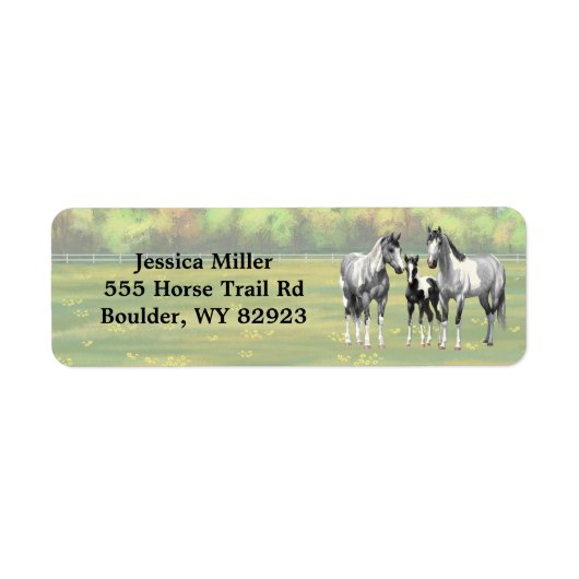 Grauwe dappel verfpaarden in zomerdeeg etiket (Voorkant)