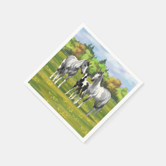 Grauwe dappel verfpaarden in zomerdeeg servet (Hoek)