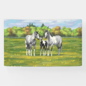Grauwe dappel verfpaarden in zomerdeeg spandoek (Horizontaal)