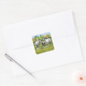 Grauwe dappel verfpaarden in zomerdeeg vierkante sticker (Envelop)