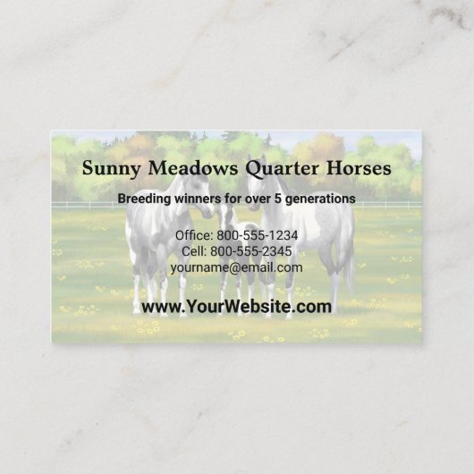 Grauwe dappel verfpaarden in zomerdeeg visitekaartje (Achterkant)