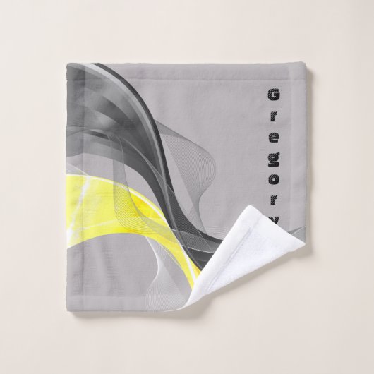 Grauwe en gele keukendoekset bad handdoek (Wasdoekje)