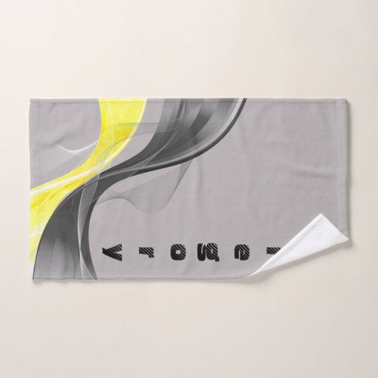 Grauwe en gele keukendoekset bad handdoek (Handdoek)