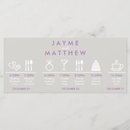 Grauwe en Paarse bruiloft tijdlijn Welkomstpagina  Programmakaart