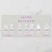 Grauwe en Paarse bruiloft tijdlijn Welkomstpagina  Programmakaart (Voorkant)