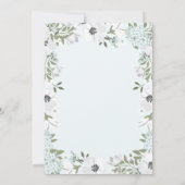 Grauwe en witte Floral op Blauw | Fotobaptisme Bedankkaart (Achterkant)