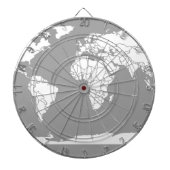 Grauwe en witte kaart van de wereld dartbord (Voorkant)