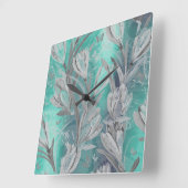 Grauwe grafiet Aquatisch Blauwgroen Floral Butterf Vierkante Klok (Hoek)