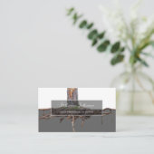 Grauwe, grijze rechthoek met afgegraven boomwortel visitekaartje (Staand voorkant)