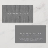 Grauwe houten plaat voor professionele bouwcontrac visitekaartje (Voorkant / Achterkant)