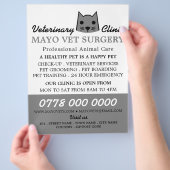 Grauwe kat, dierenarts, veterinaire dienst flyer (Hand)