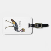 Grauwe kraanvogel cartoon illustratie bagagelabel (Voorkant horizontaal)