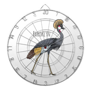Grauwe kraanvogel cartoon illustratie dartbord
