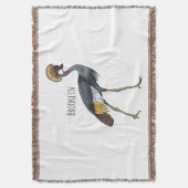Grauwe kraanvogel cartoon illustratie deken (Voorkant Verticaal)