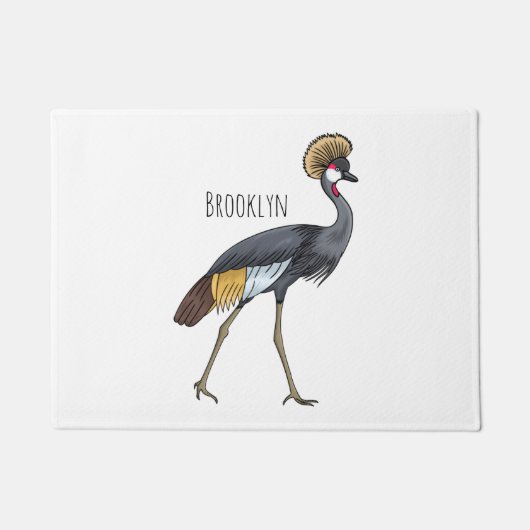 Grauwe kraanvogel cartoon illustratie deurmat (Voorkant)
