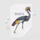 Grauwe kraanvogel cartoon illustratie golfhanddoek (Insitu)