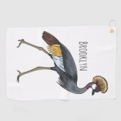 Grauwe kraanvogel cartoon illustratie golfhanddoek (Horizontaal)