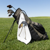 Grauwe kraanvogel cartoon illustratie golfhanddoek (Groen)