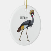 Grauwe kraanvogel cartoon illustratie keramisch ornament (Rechts)