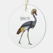 Grauwe kraanvogel cartoon illustratie keramisch ornament (Links)