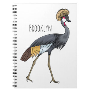 Grauwe kraanvogel cartoon illustratie notitieboek