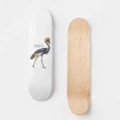 Grauwe kraanvogel cartoon illustratie persoonlijk skateboard (Voorkant)