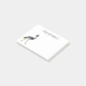 Grauwe kraanvogel cartoon illustratie post-it® notes (Schuin)