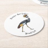 Grauwe kraanvogel cartoon illustratie ronde kartonnen onderzetter (Gebogen)