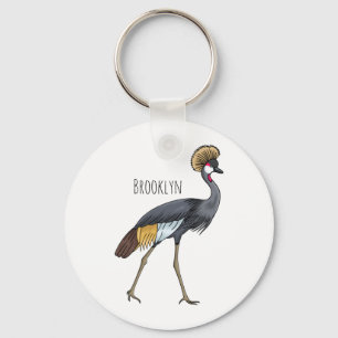 Grauwe kraanvogel cartoon illustratie sleutelhanger