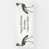 Grauwe kraanvogel cartoon illustratie spandoek (Verticaal)