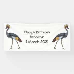 Grauwe kraanvogel cartoon illustratie spandoek