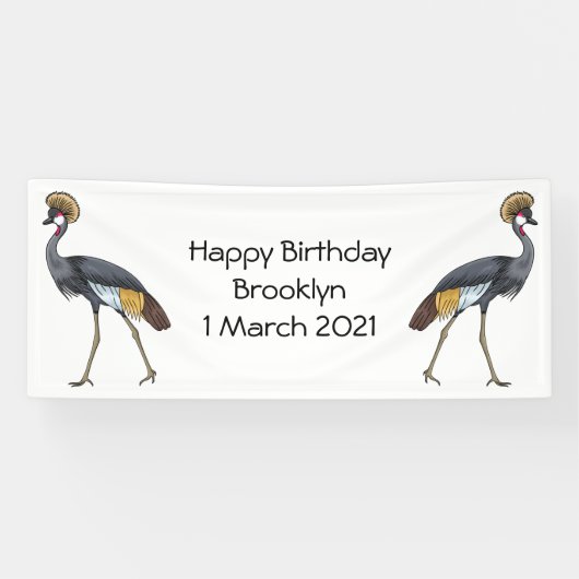 Grauwe kraanvogel cartoon illustratie spandoek (Horizontaal)