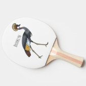 Grauwe kraanvogel cartoon illustratie tafeltennisbatje (Zijkant)
