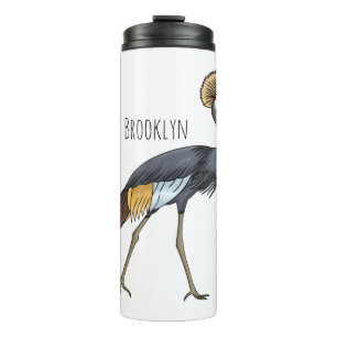 Grauwe kraanvogel cartoon illustratie thermosbeker