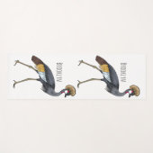 Grauwe kraanvogel cartoon illustratie yogamat (Voorkant (horizontaal))