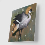 Grauwe kroonkraan bladerwandklok vierkante klok (Hoek)