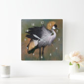 Grauwe kroonkraan bladerwandklok vierkante klok (Huis)