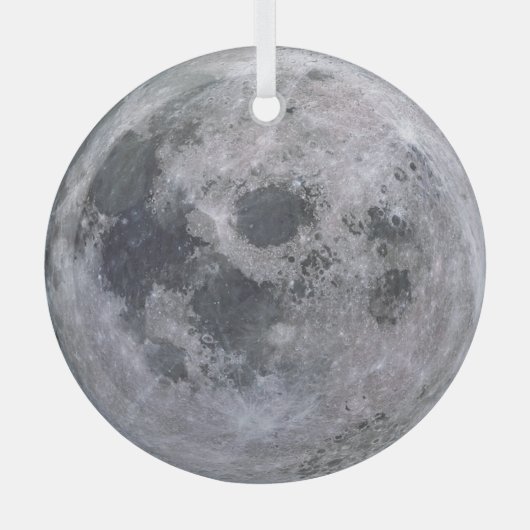 Grauwe maanfoto glas ornament (Voorkant)