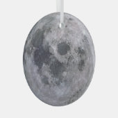 Grauwe maanfoto glas ornament (Voorkant Rechts)