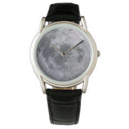 Grauwe maanfoto horloge