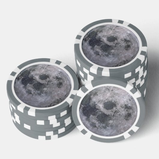 Grauwe maanfoto poker chips (Opstapeling)