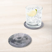 Grauwe maanfoto ronde kartonnen onderzetter (Insitu)