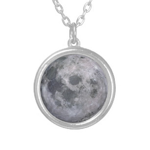 Grauwe maanfoto zilver vergulden ketting